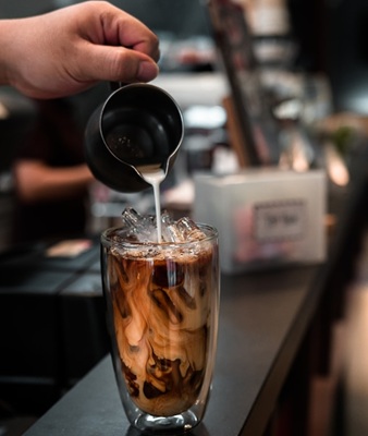 Adding Milk to Frappe